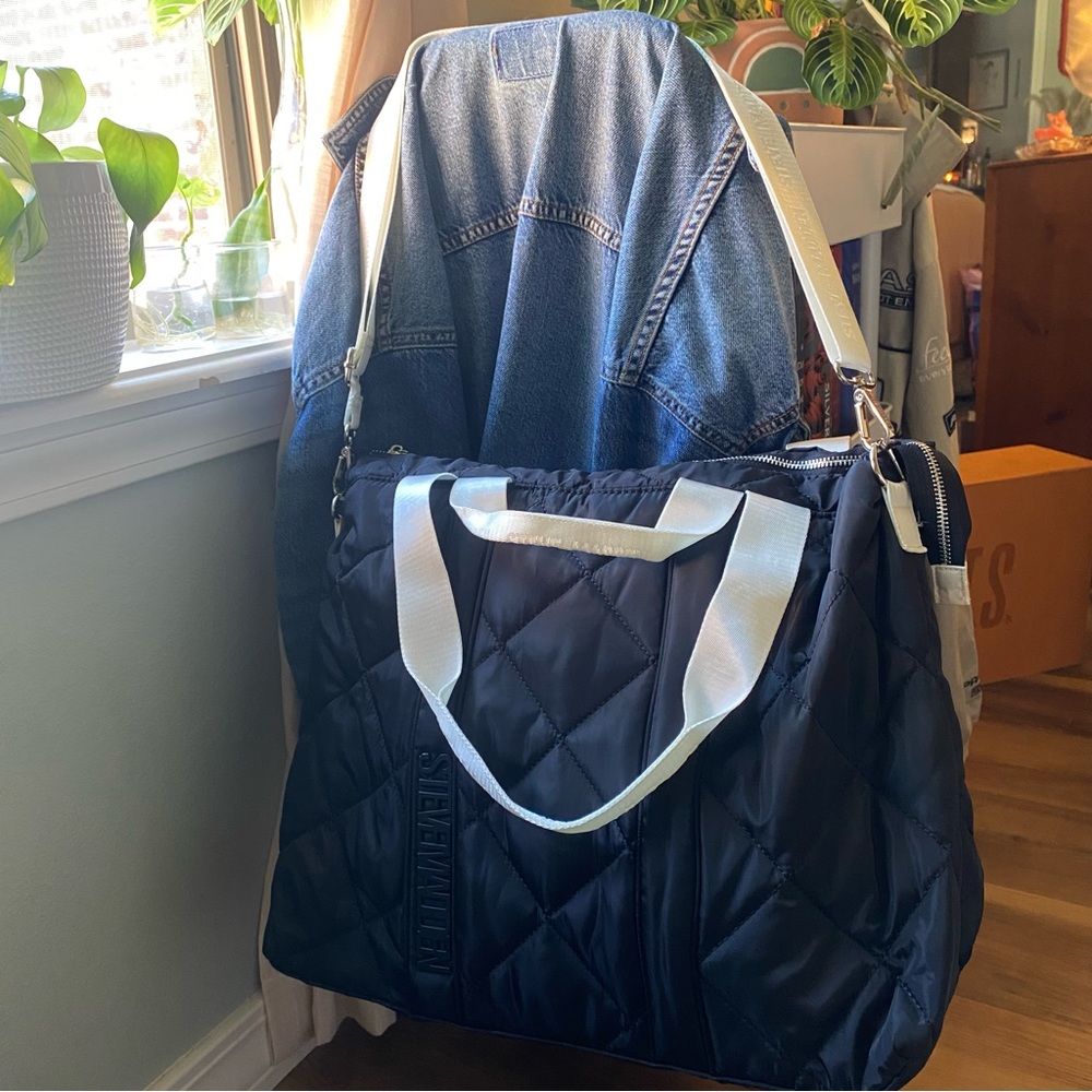 Steve Madden Black Quilted Puffer Tote